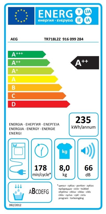 AEG TR738AT4B - Warmtepompdroger