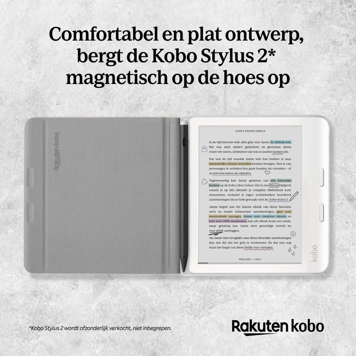 Kobo Libra Colour Notebook SleepCover Zwart - Beschermhoes