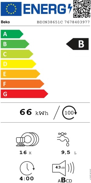Beko BDIN38651C - Inbouw vaatwasser