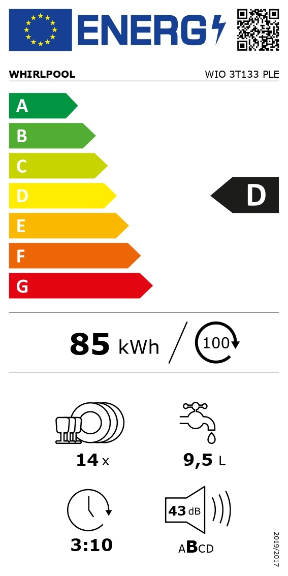 Whirlpool WIO 3T133 PLE - Inbouw vaatwasser