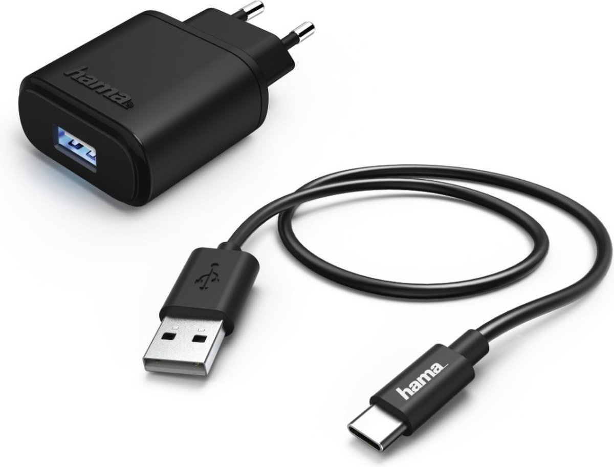 Hama Oplaadset 12W USB-C Zwart