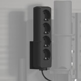 Cavus CHU04SB150B 4-voudig randaarde stekkerblok met houder Zwart