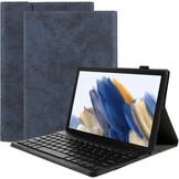 Just in Case Vintage Bluetooth Keyboard Cover - Samsung Galaxy Tab A8 - Blauw - Beschermhoes