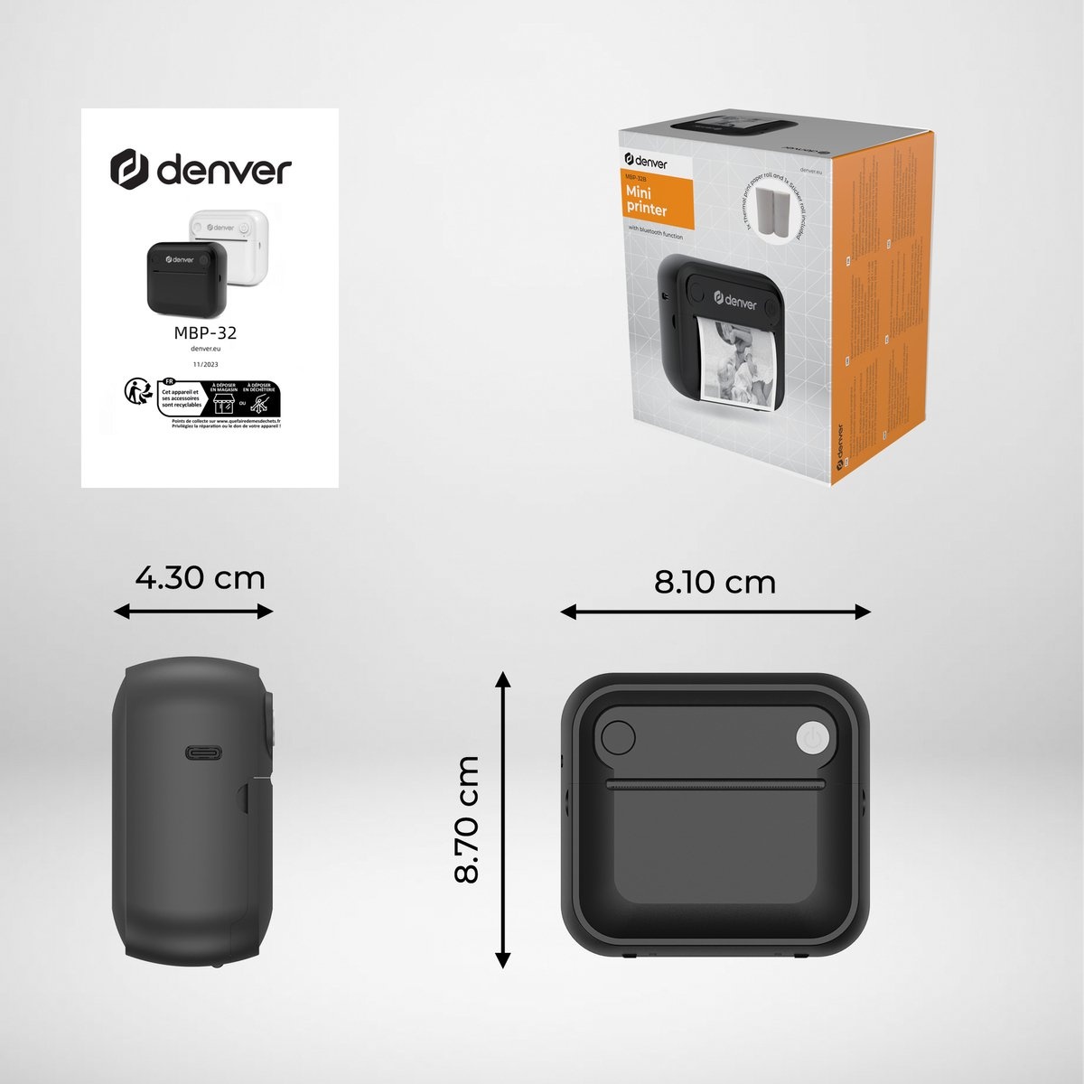 Denver MBP-32B Mini Pocket Printer - Thermische printer