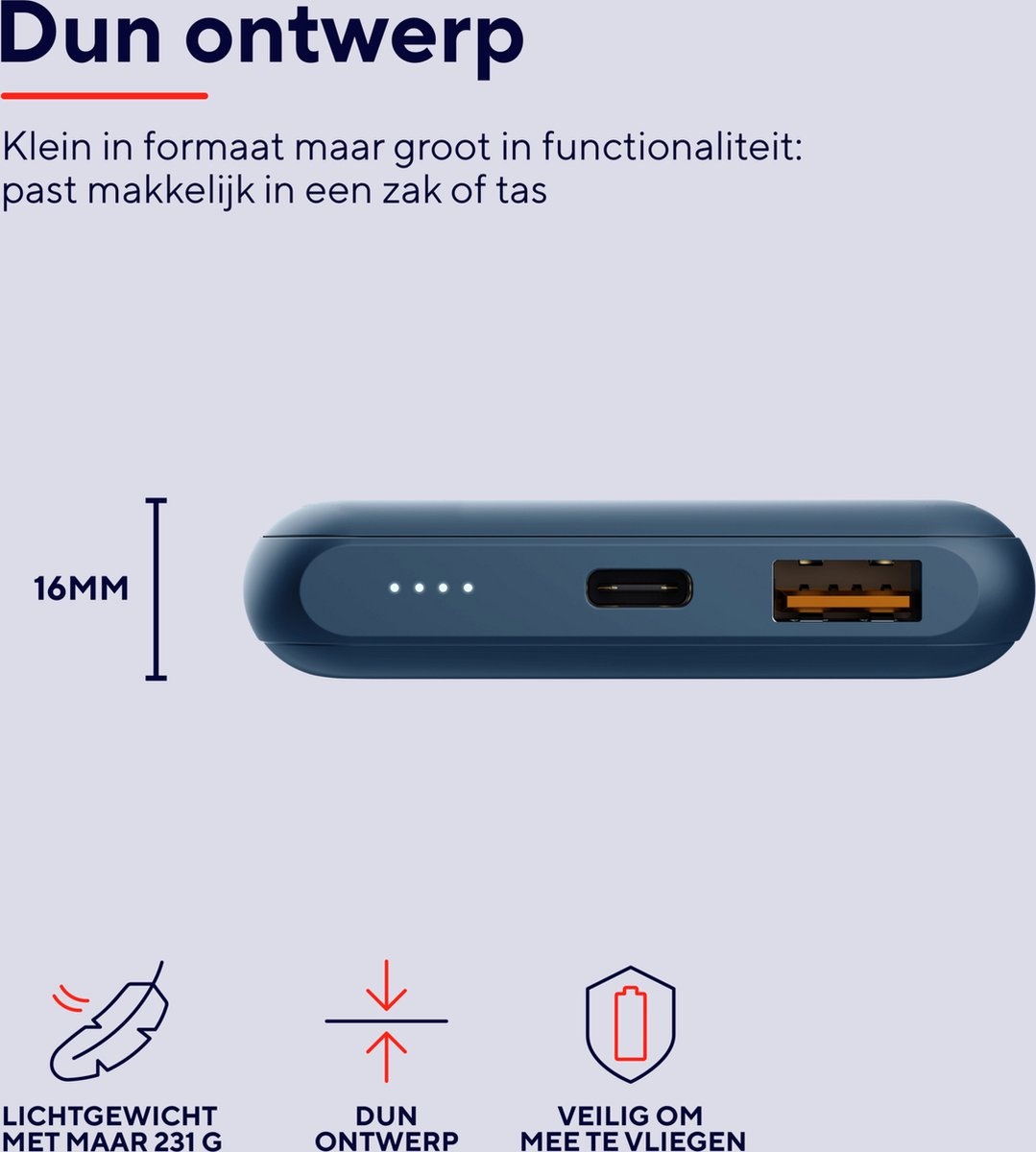 Trust Redoh Fast 10.000 mAh Blauw - Powerbank