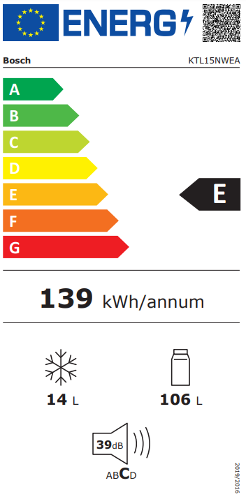 Bosch KTL15NWEA - Tafelmodel koelkast