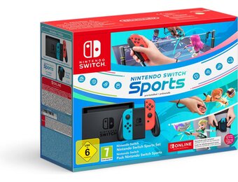 Nintendo Switch Rood/Blauw + Switch Sports + 12 maanden Nintendo Switch Online - Console