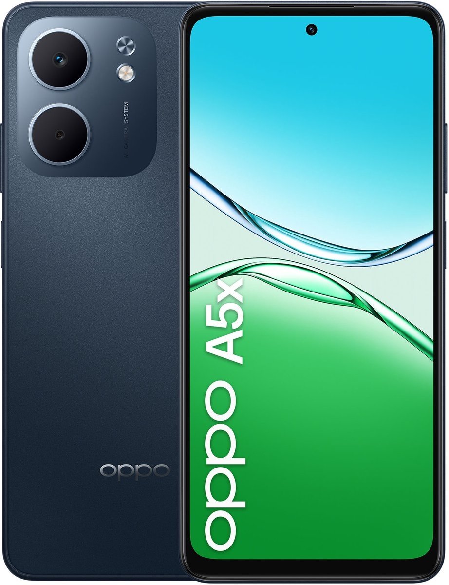 OPPO A5x 128 GB Zwart/Blauw - Mobiele telefoon