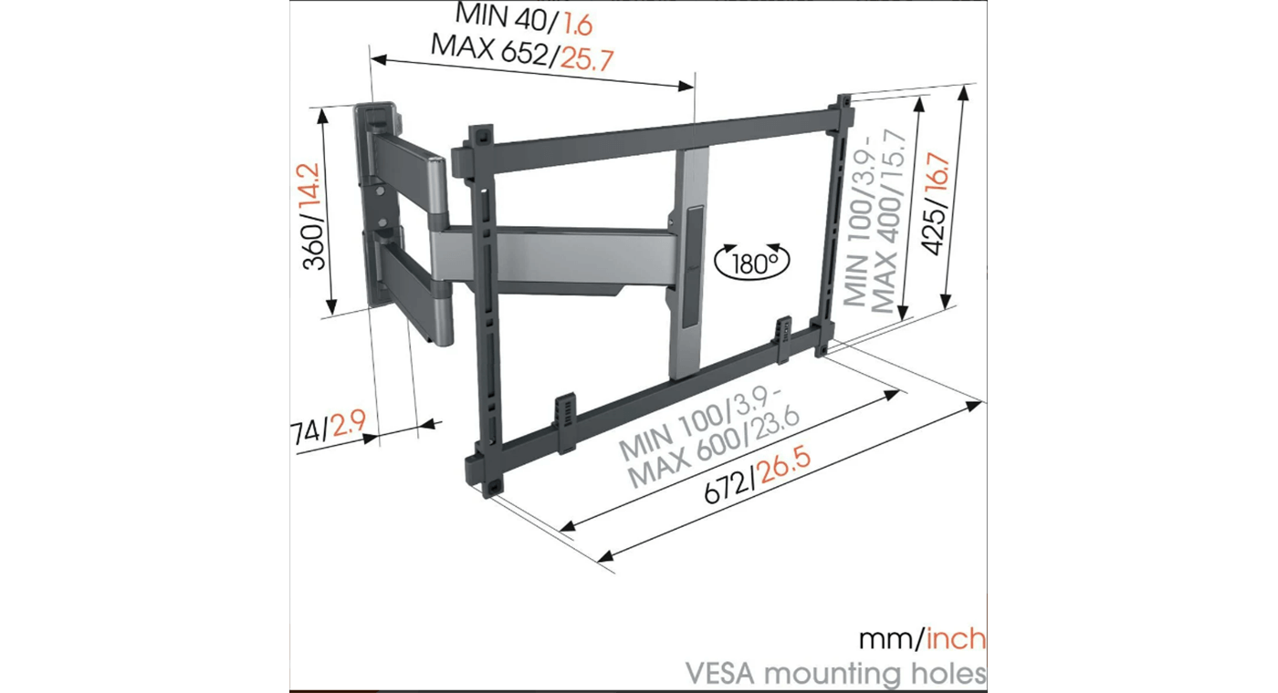 Vogel's TVM 5445 32 -65 inch zwart Draaibare tv-beugel - TV muurbeugel