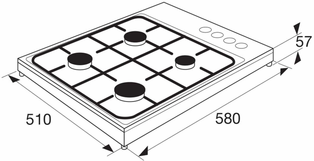 ETNA KGV158WIT - Gaskookplaat