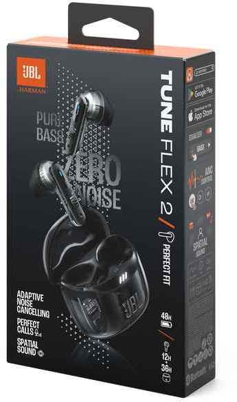 JBL Tune Flex 2 Transparant zwart - Draadloze oordopjes