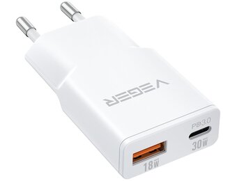 Veger USB-A naar USB-C QC PD 30W 30W1A1C telefoonoplader