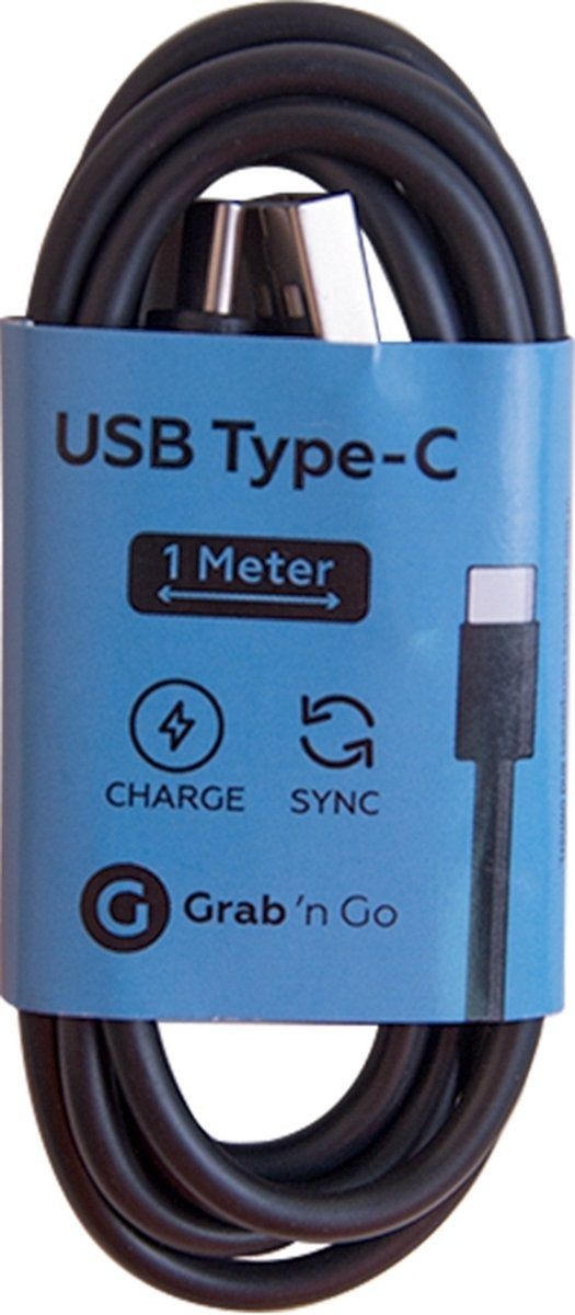Grab 'n Go USB-A naar USB-C Kabel 1 Meter Zwart