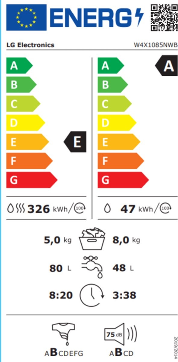 LG W4X1085NWB - Was-droogcombinatie