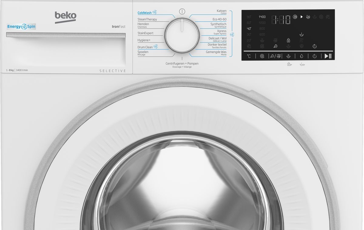 Beko B3WM4841W2 Selective Line EnergySpin - Wasmachine