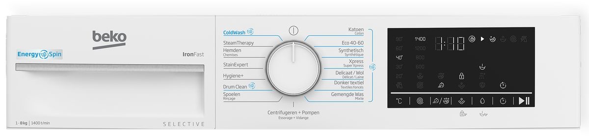 Beko B3WM4841W2 Selective Line EnergySpin - Wasmachine