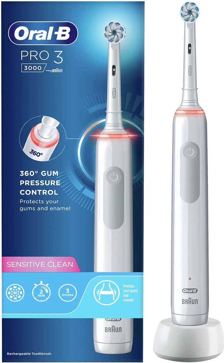 Oral-B Pro 3 3300 Sensitive Clean Wit - Elektrische tandenborstel