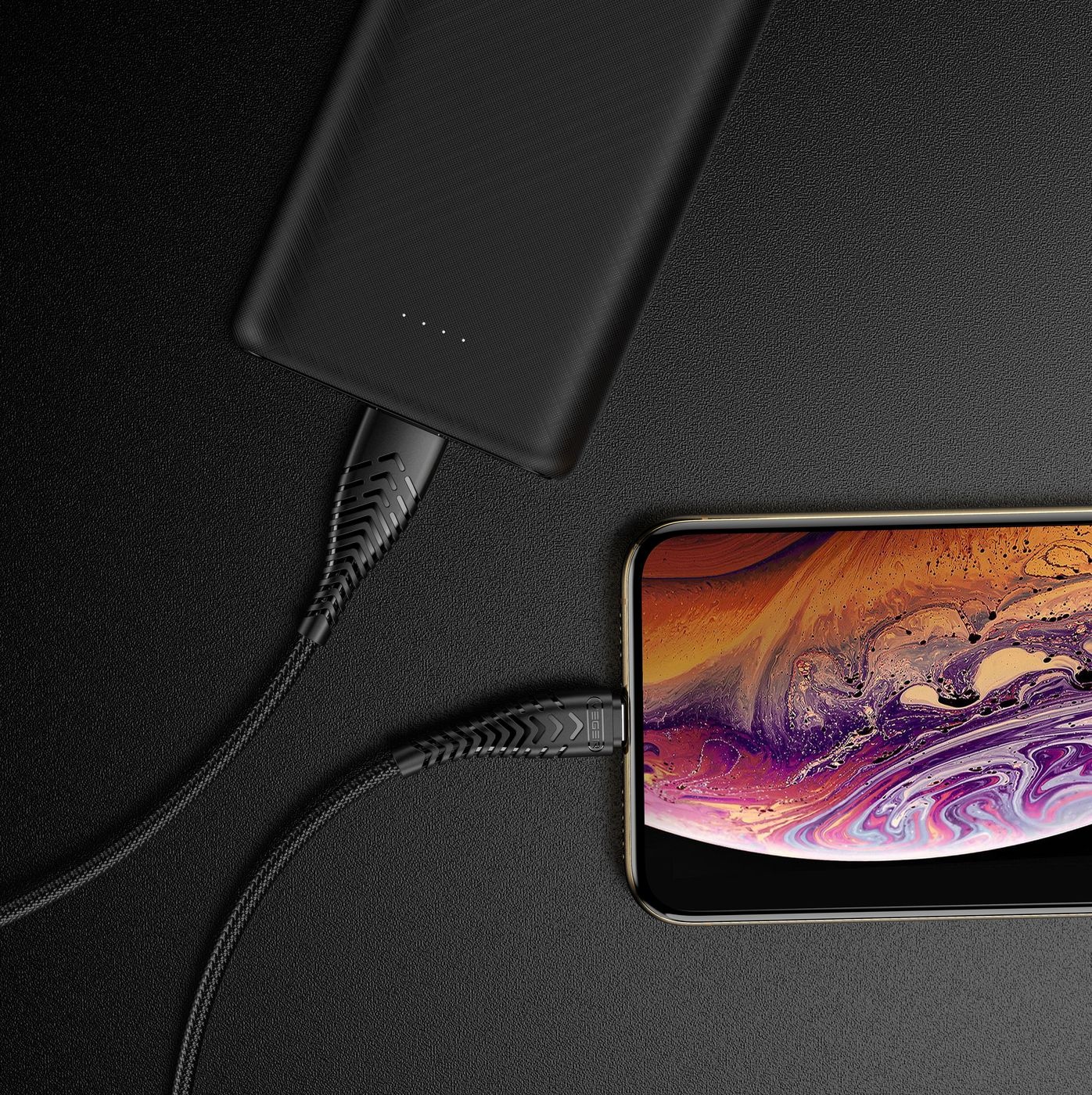 Veger V105 USB-A naar Lightning kabel 1.2m Nylon