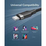 Veger CC02 USB-C naar USB-C kabel 1.5m Braided Nylon