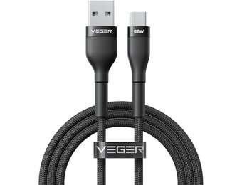 Veger AC04 USB-A naar USB-C kabel 1.2m Braided Aluminium 66 Watt