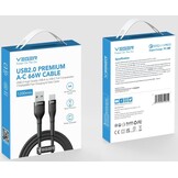 Veger AC04 USB-A naar USB-C kabel 1.2m Braided Aluminium 66 Watt