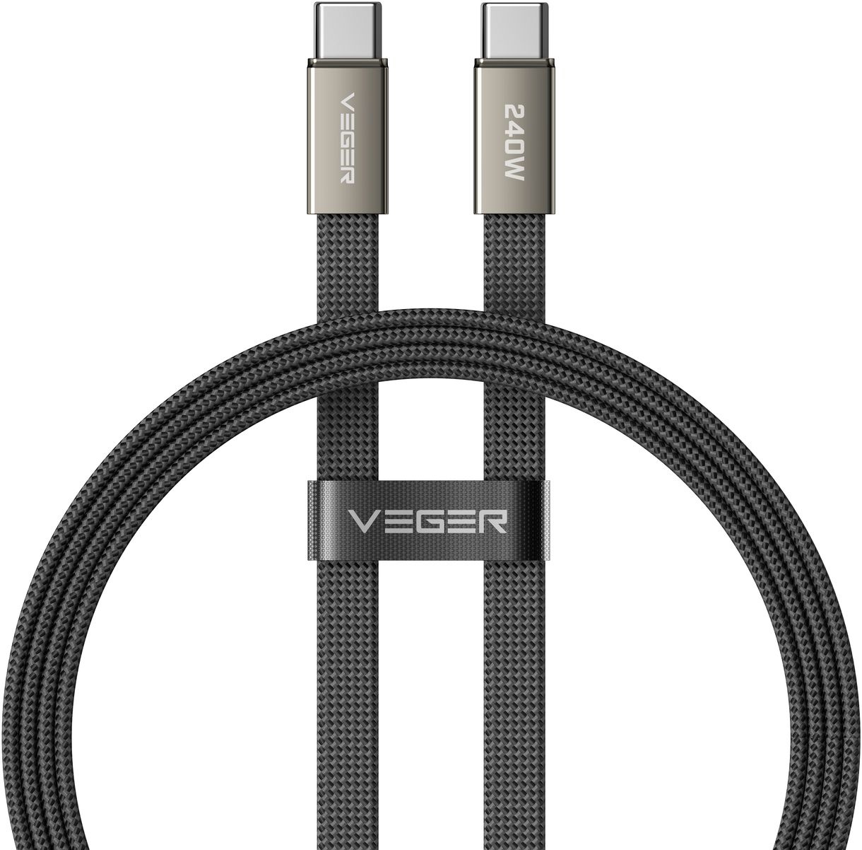 Veger CC2 USB-C naar USB-C kabel 1.5m Braided Flat 240 Watt