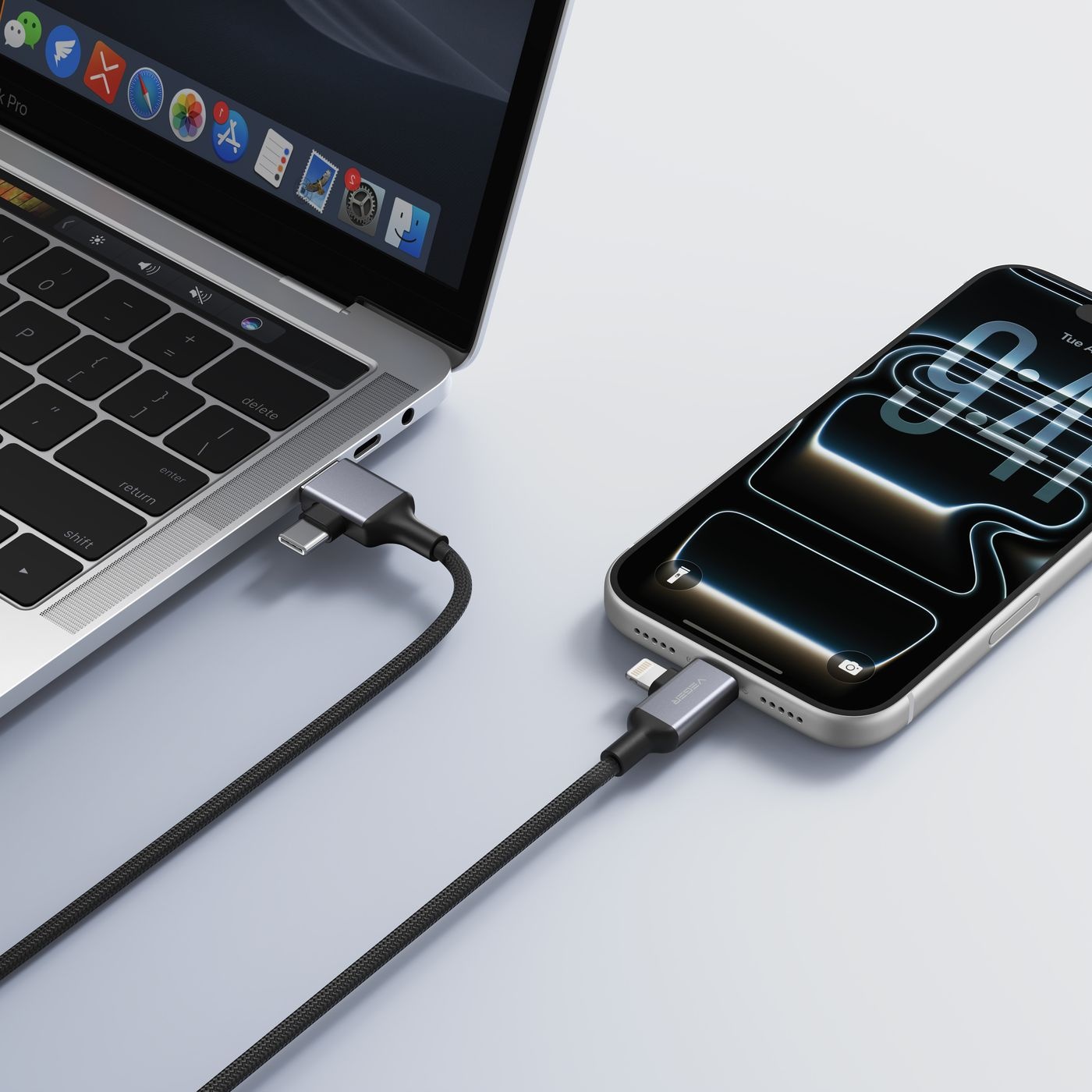 Veger V313 4 in 1 USB-A USB-C Lightning kabel 1.2m Braided Aluminium 60 Watt