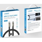 Veger CC06 USB-C naar USB-C kabel 1.2m Braided Flat 60 Watt