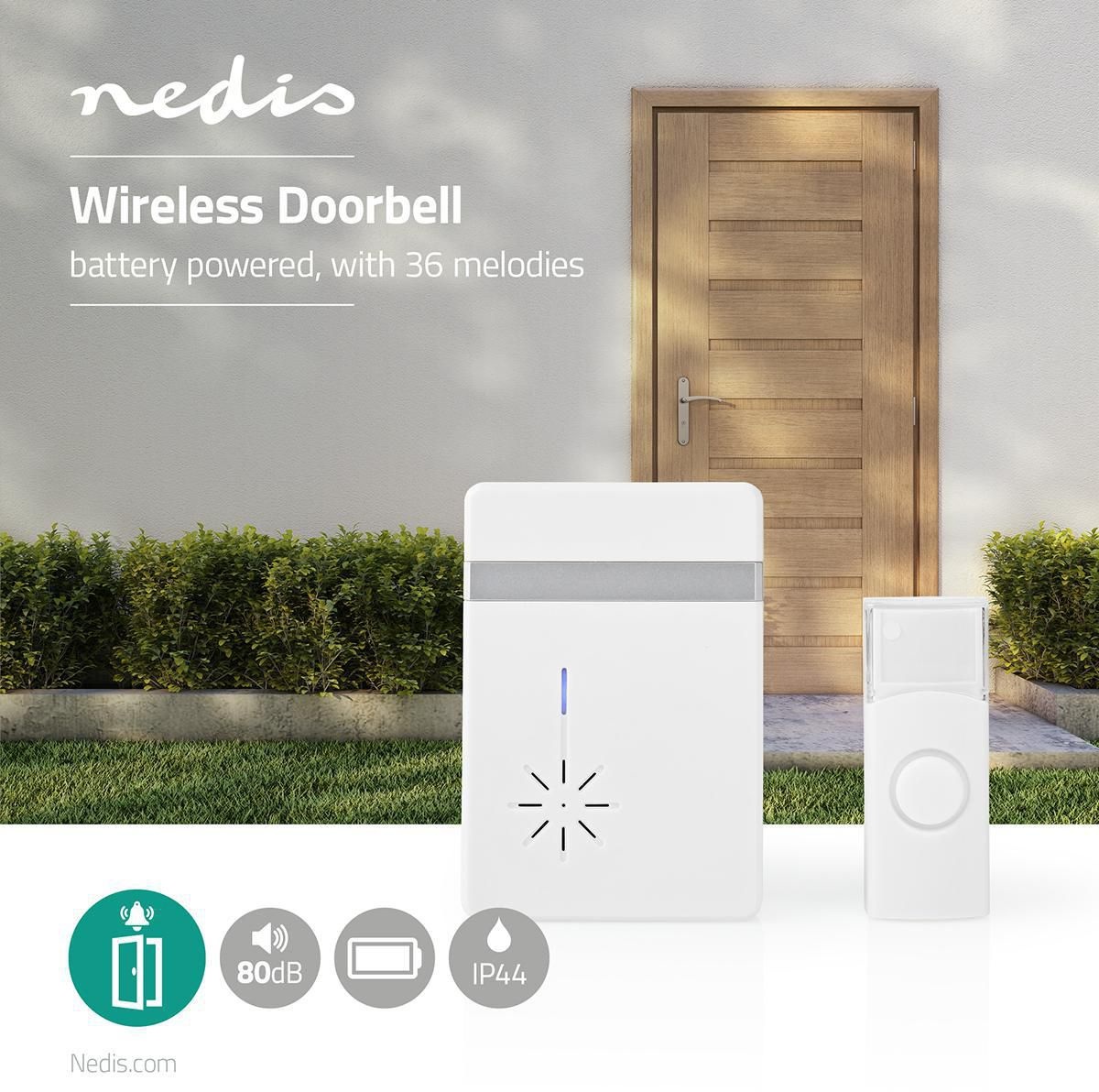 Nedis Draadloze deurbelset Batterij - Deurbel