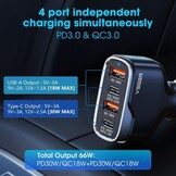 Veger CC53-2A2C PD QC 3A 66W Autolader Zwart