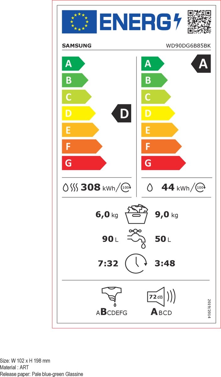Samsung WD90DG6B85BKU3 AI Wash - Wasmachine