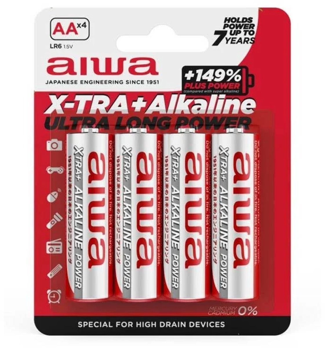 Aiwa X-TRA+ AA Alkaline AALR6 (4 stuks)