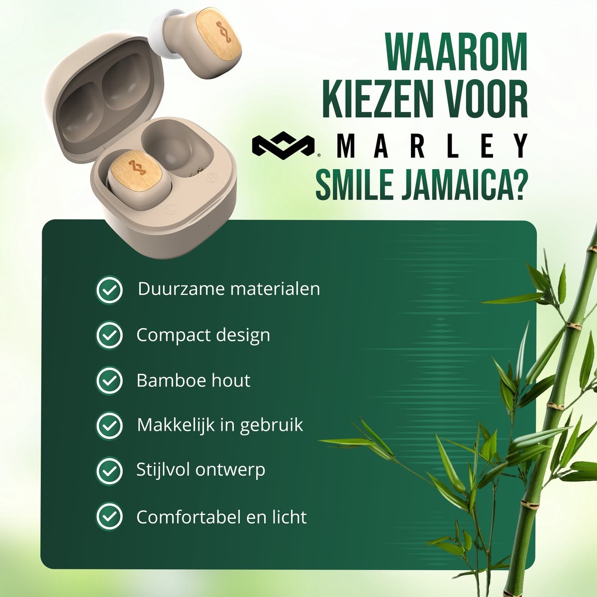 House of Marley Smile Jamaica Mini True Wireless Cream - Draadloze oordopjes