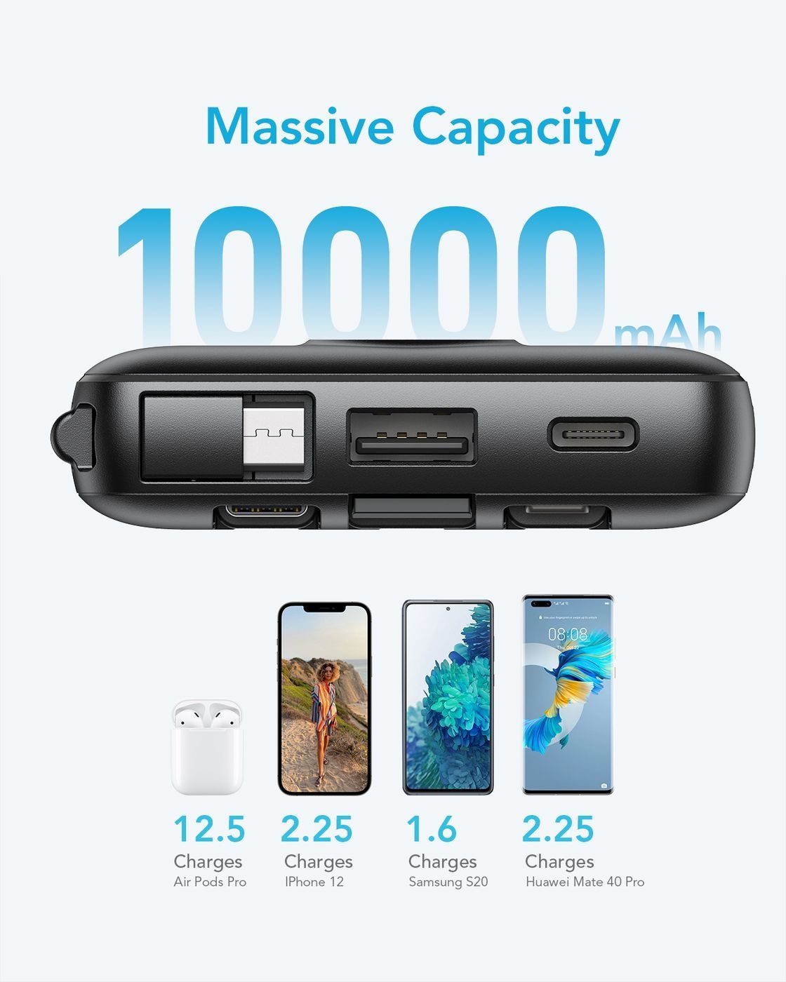 Veger C10 W1147 10.000 mAh Zwart - Powerbank