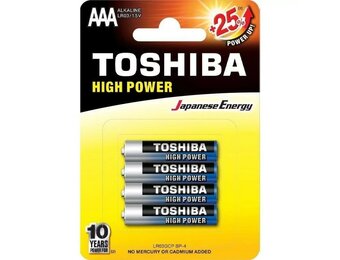 Toshiba High Power AAA 1.5V 4 stuks