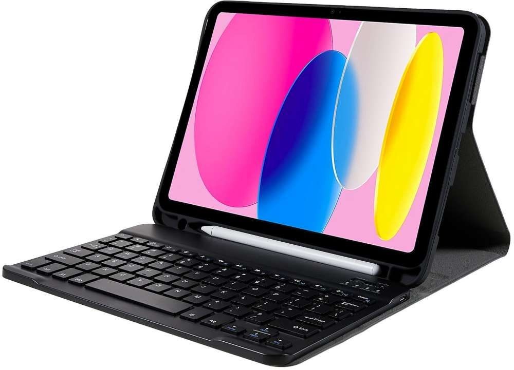 Just in Case Apple iPad 2022 Vintage Bluetooth Keyboard Cover Zwart - Tablethoes