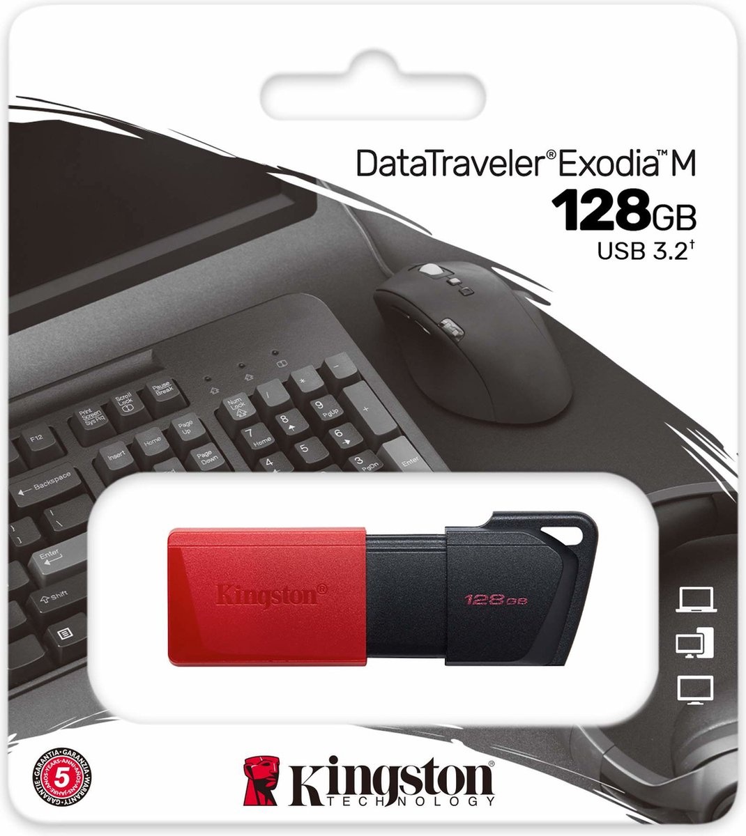 Kingston DataTraveler Exodia M USB 3.2 128GB Rood - USB-stick