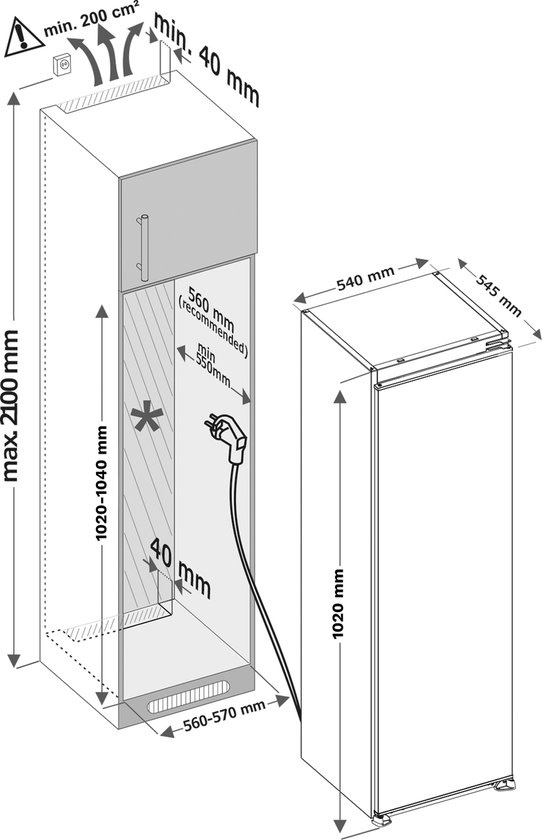 Inventum IKK1022S - Inbouw koelkast