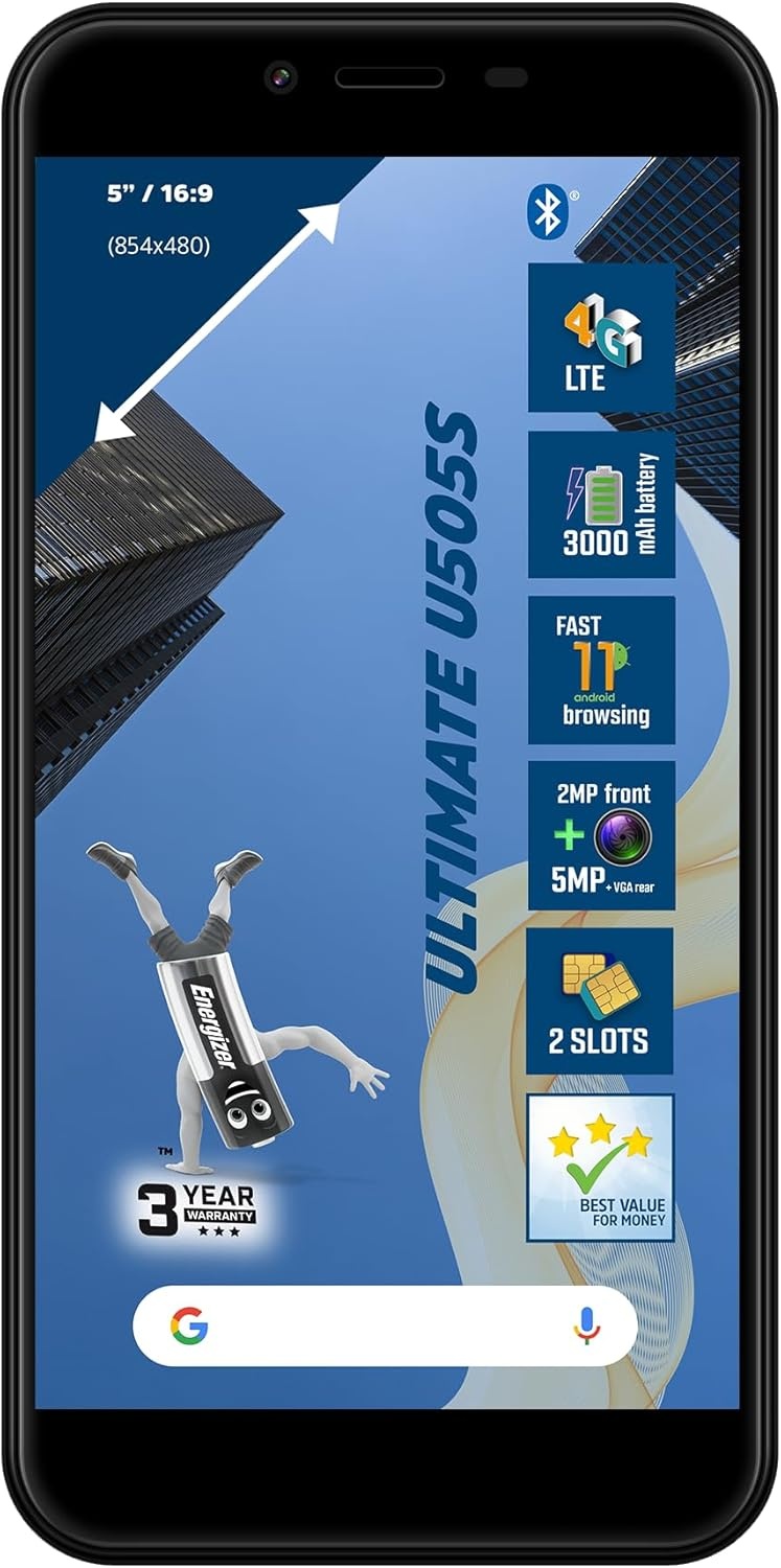 Energizer Ultimate U505S 4G 16GB Zwart - Mobiele telefoon