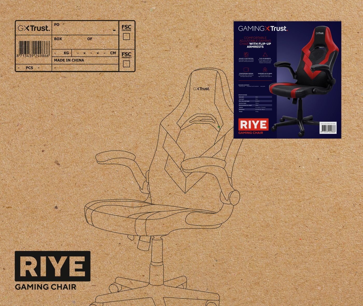 Trust GXT 703R Riye Zwart/Rood - Gaming Stoel