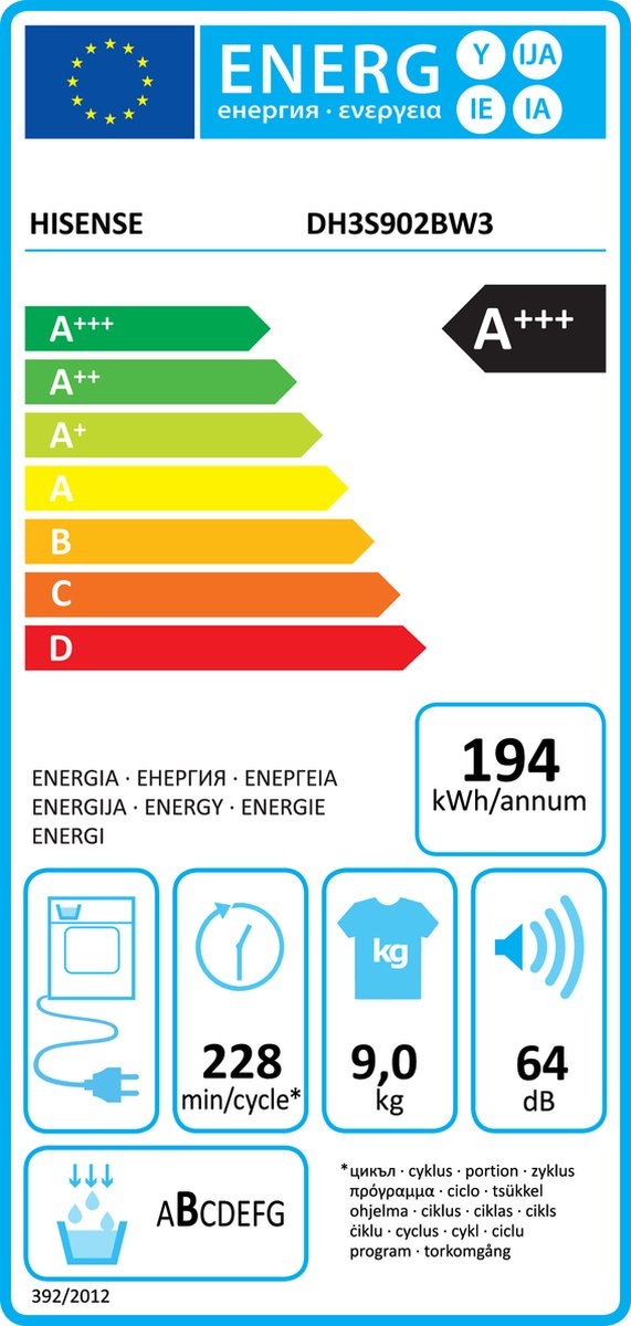 Hisense DH3S902BW3 - Warmtepompdroger