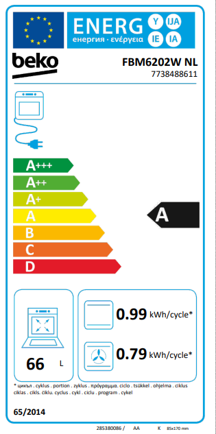 Beko FBM6202WNL AeroPerfect - Gasfornuis