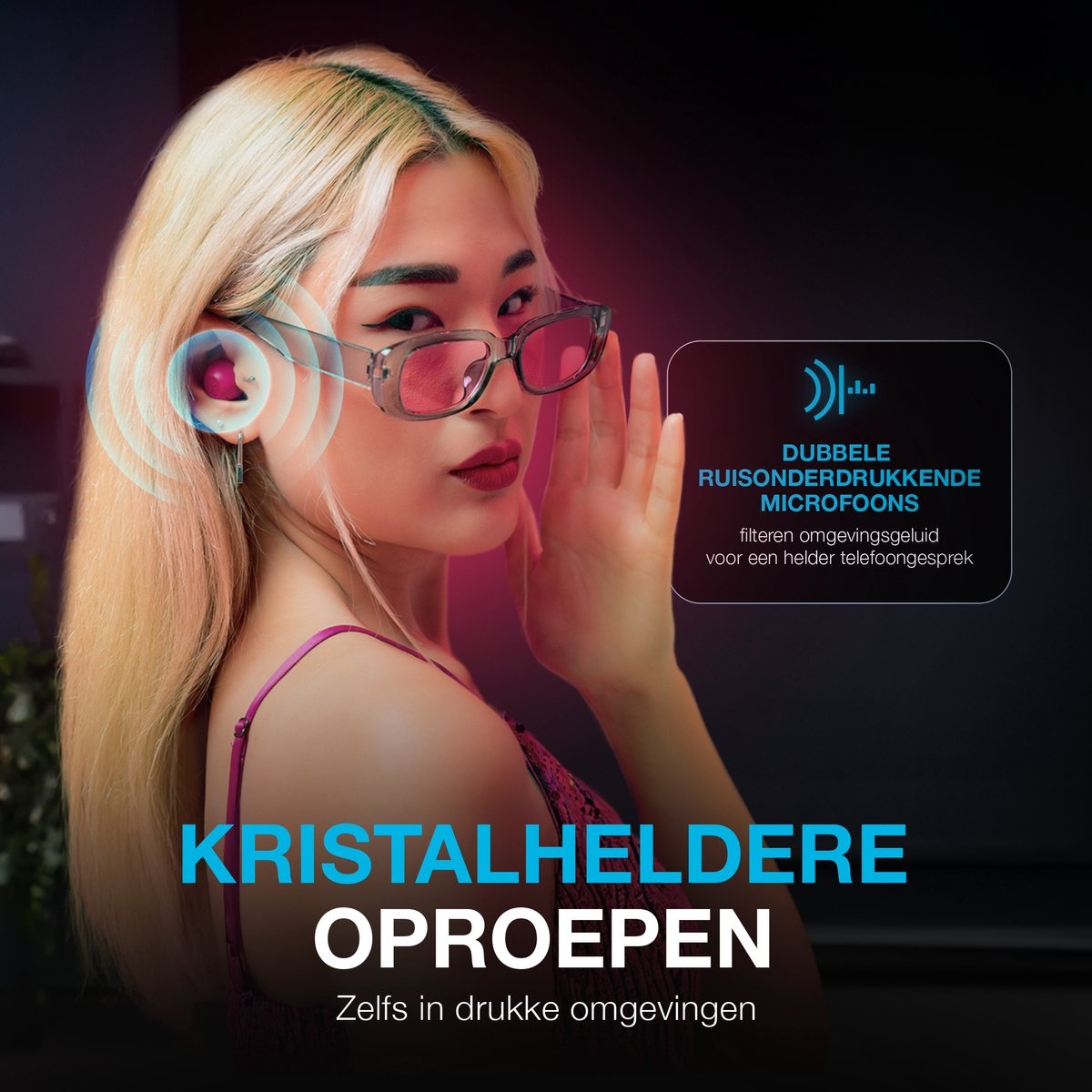 JLab Go Pop ANC TWS Fuschia - Draadloze oordopjes