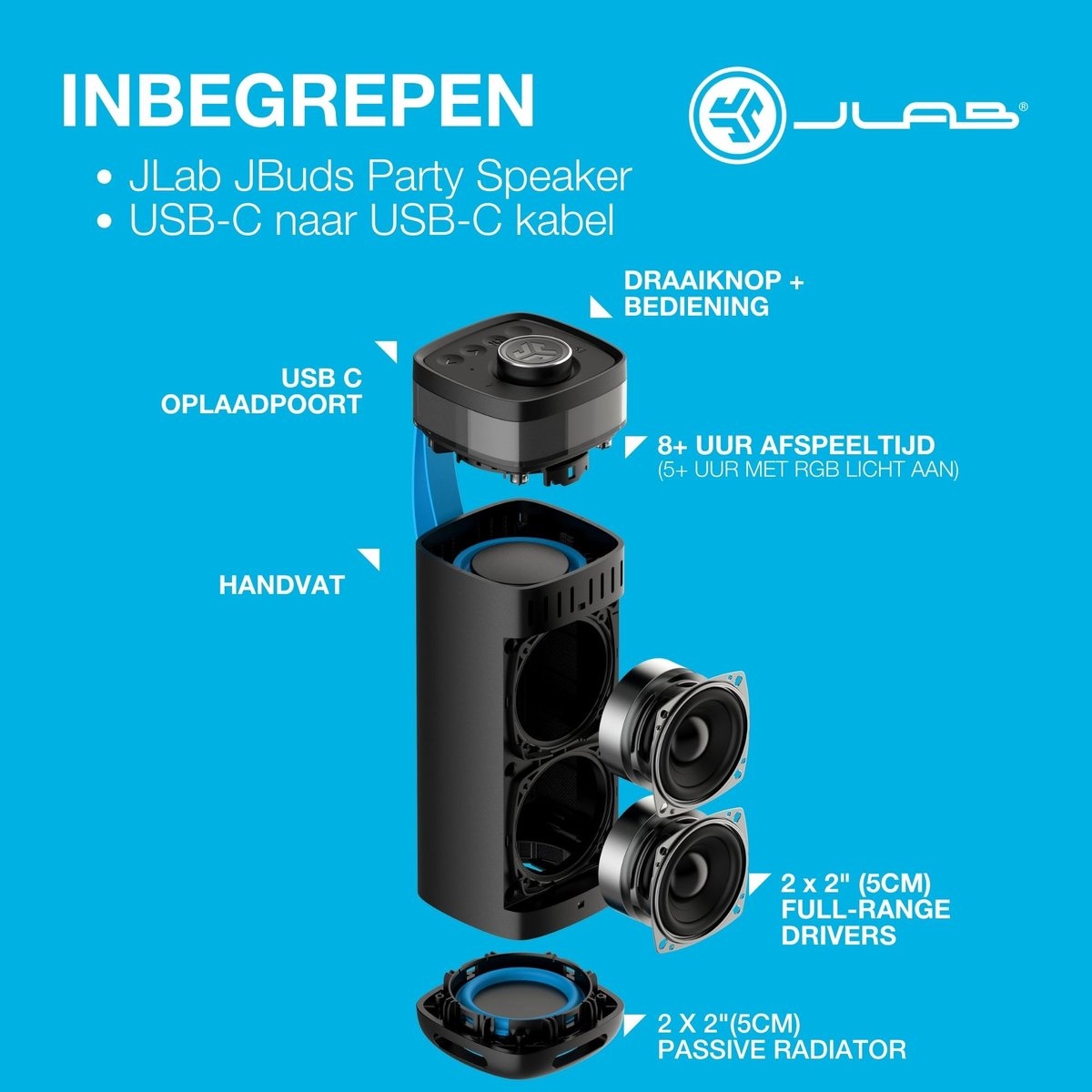JLab JBuds Party Zwart - Draadloze speaker