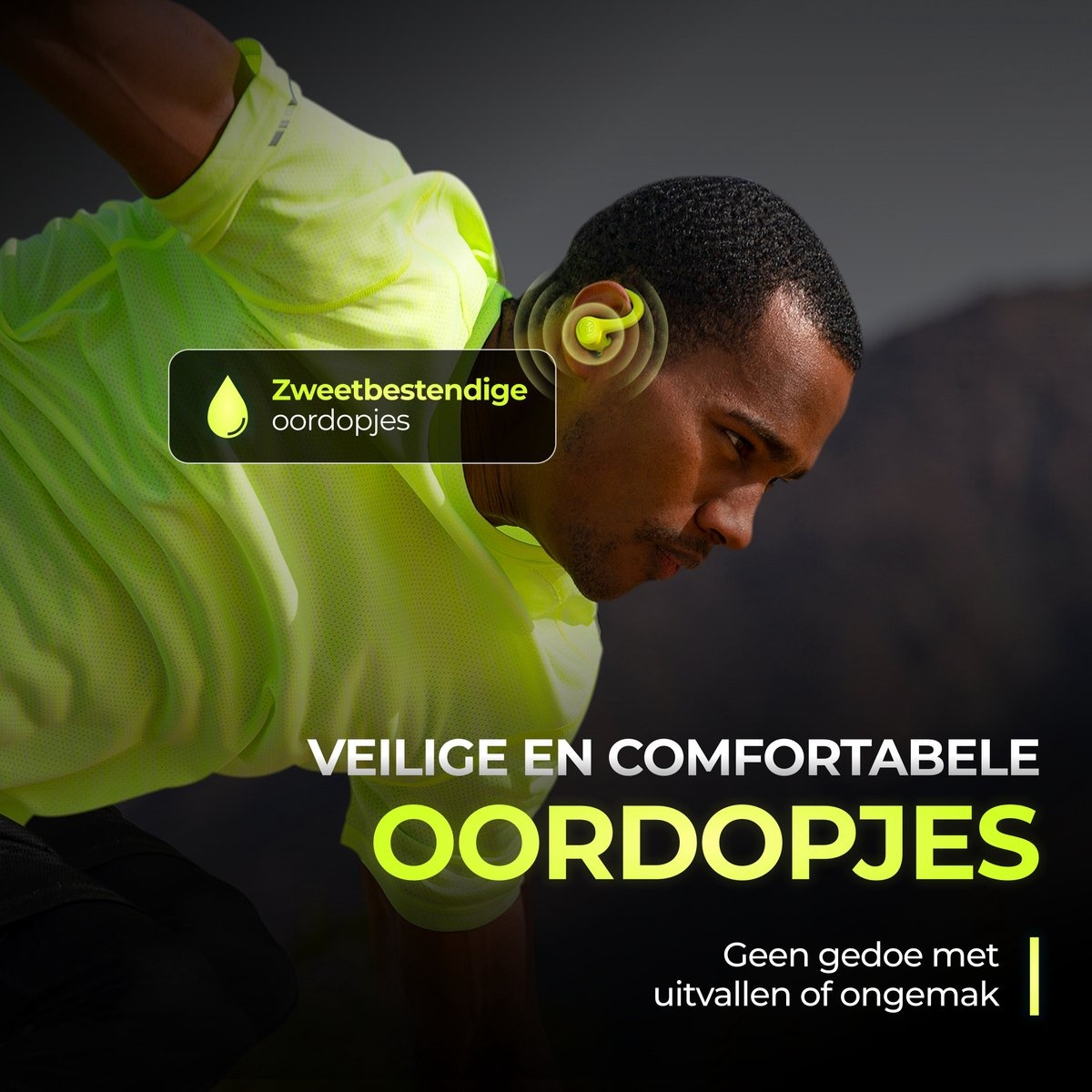 JLab Go Air Sport True Wireless Neon Geel - Sportoordopjes