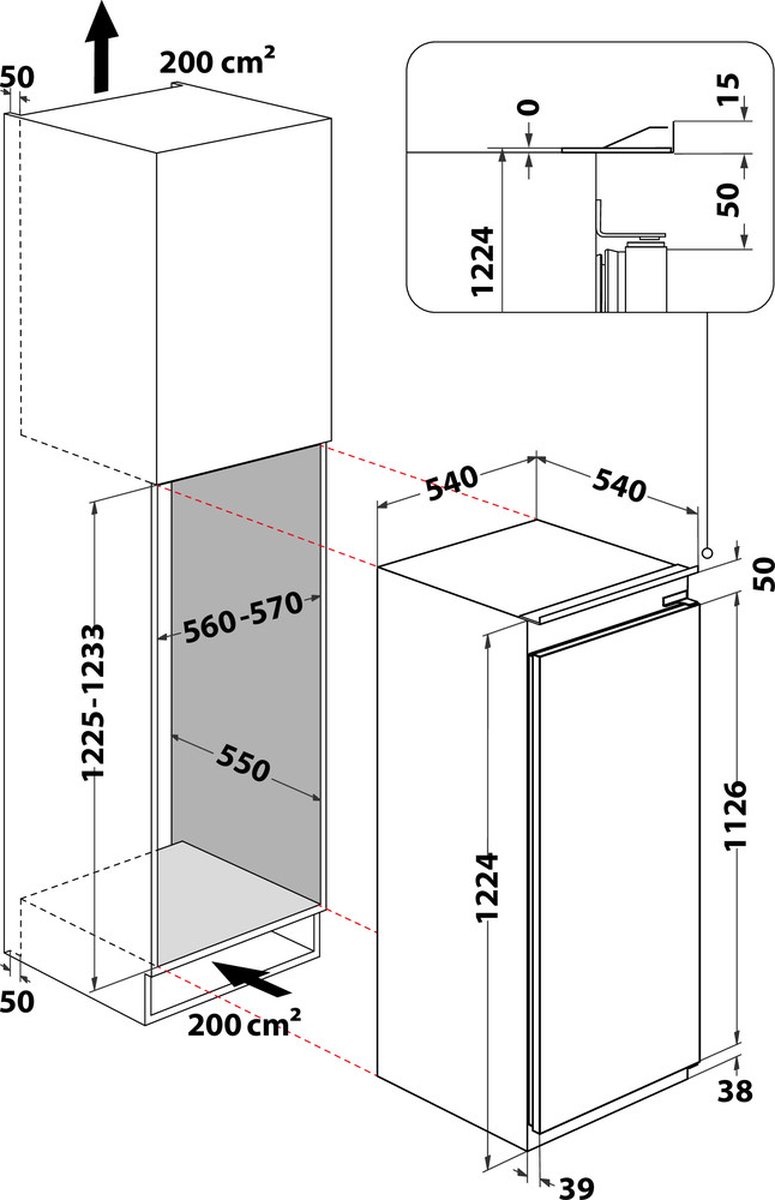 Whirlpool AFB 9002 - Inbouw vriezer