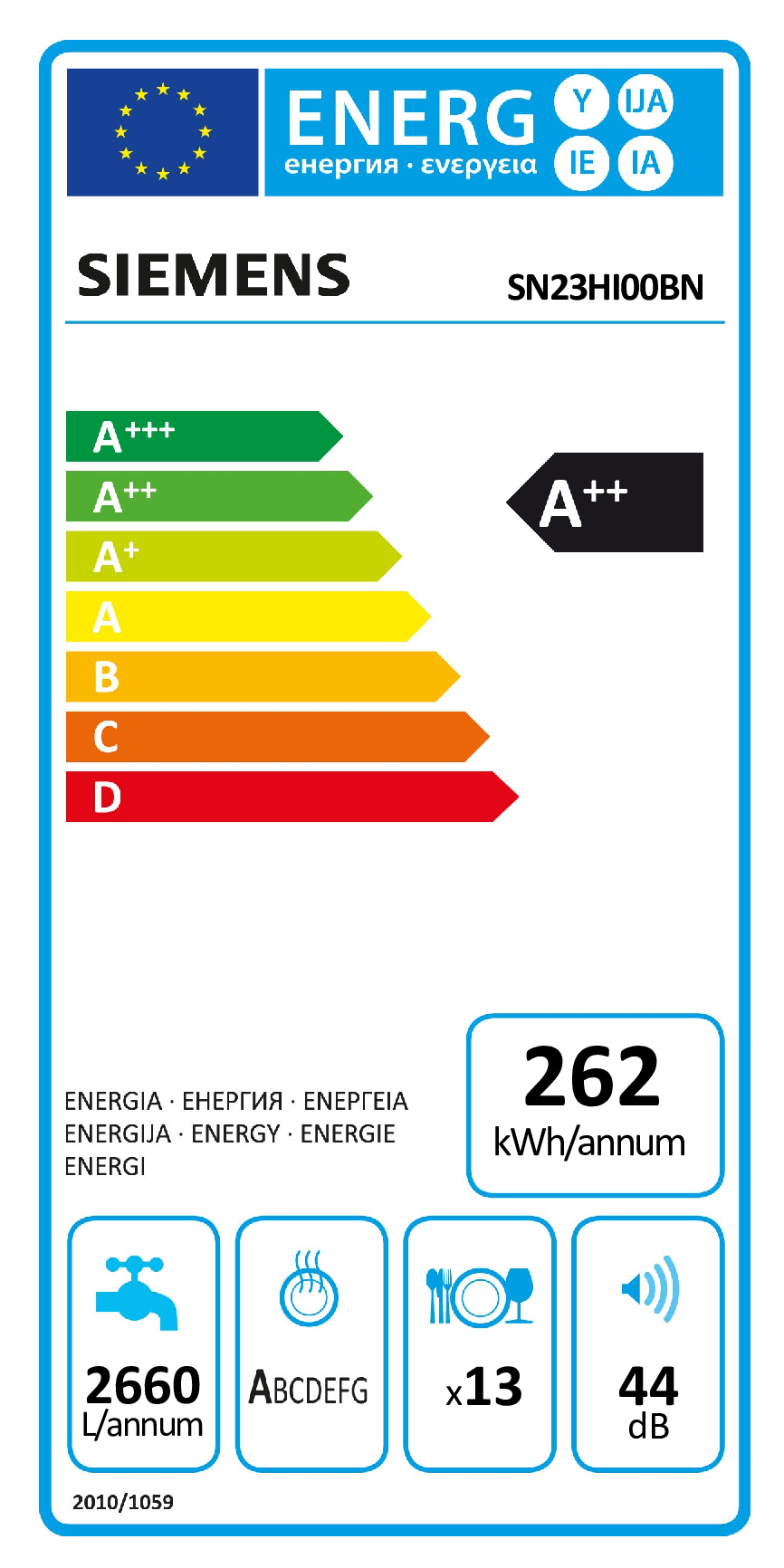 Siemens extraKlasse SN23HI00BN - Vrijstaande vaatwasser