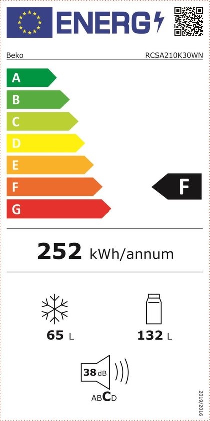 Beko RCSA210K30W Koel-vriescombinatie