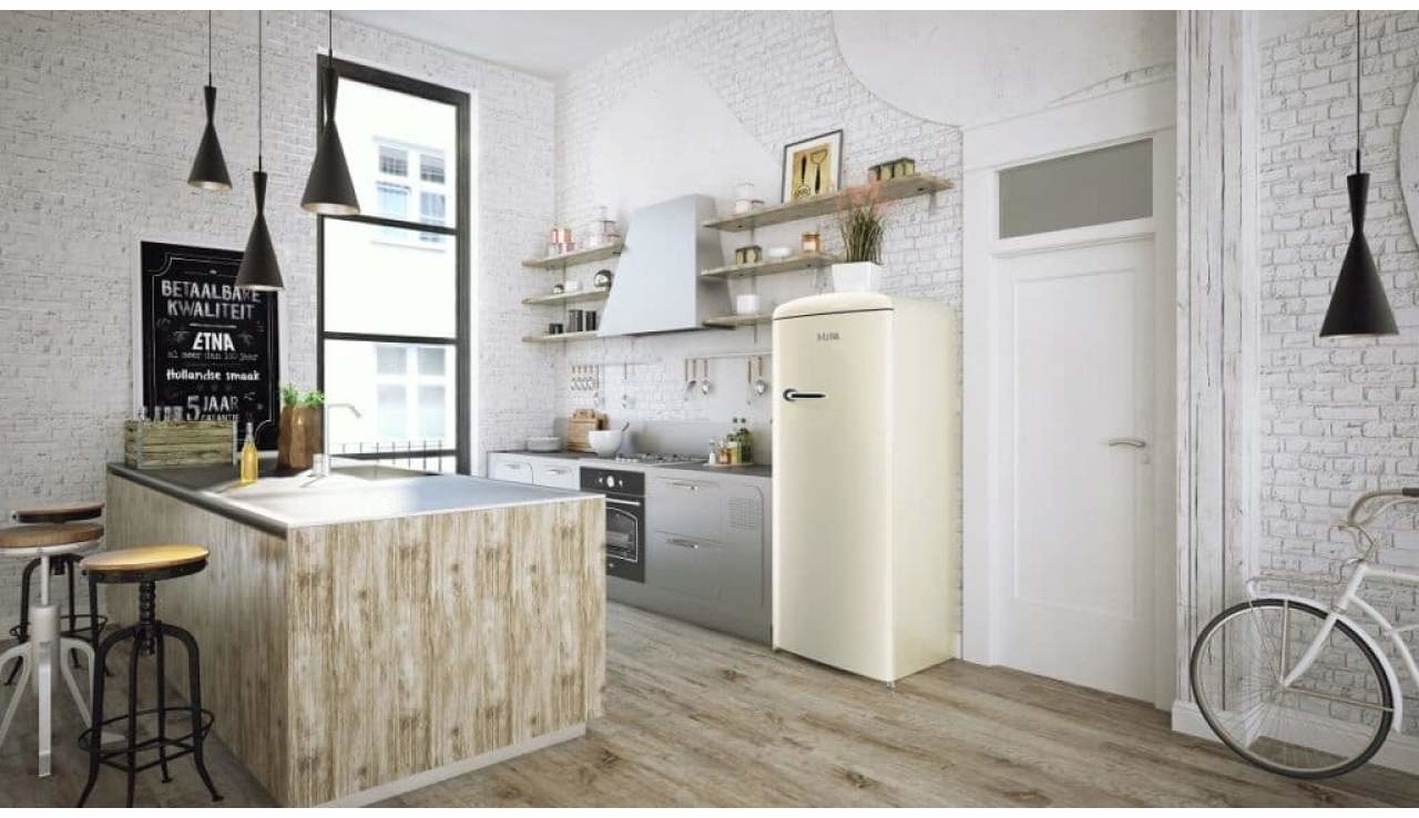 ETNA KVV594BEI Retro Koel-vriescombinatie
