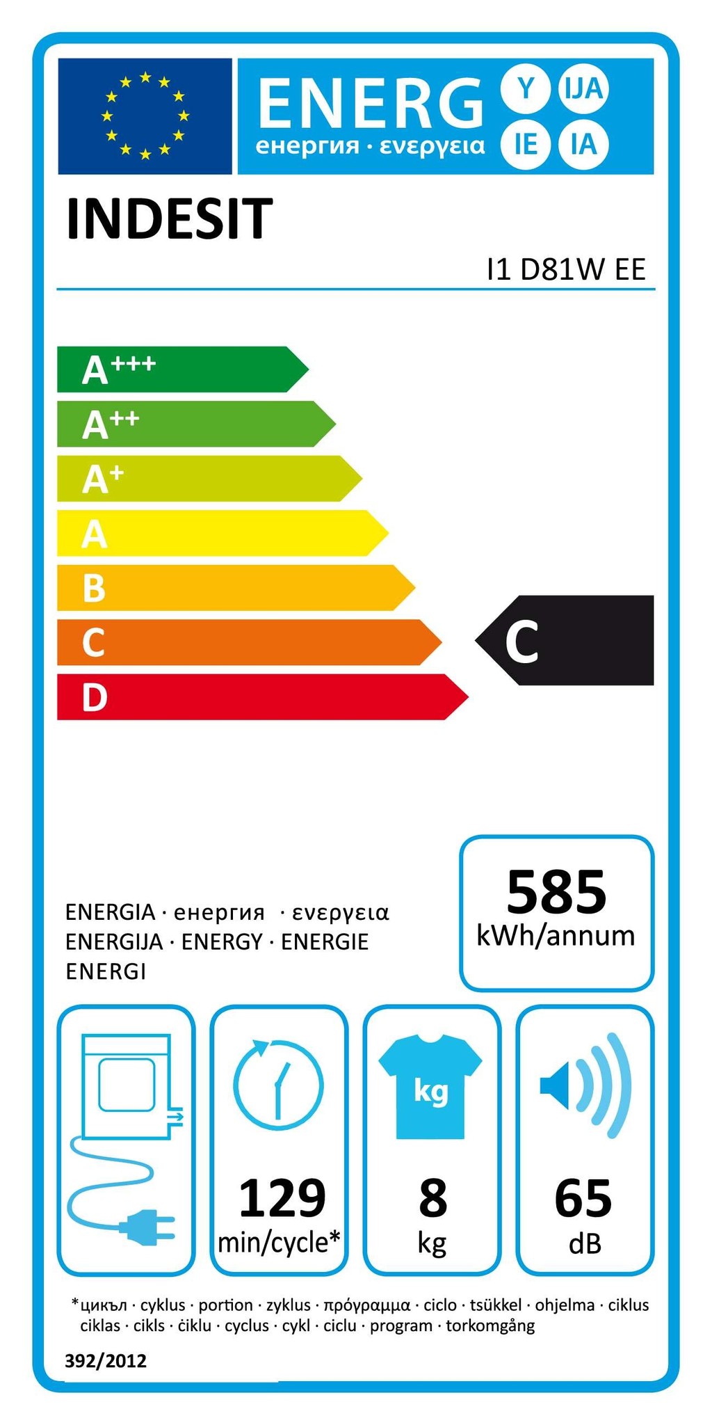 Indesit I1 D81WEE - Afvoerdroger